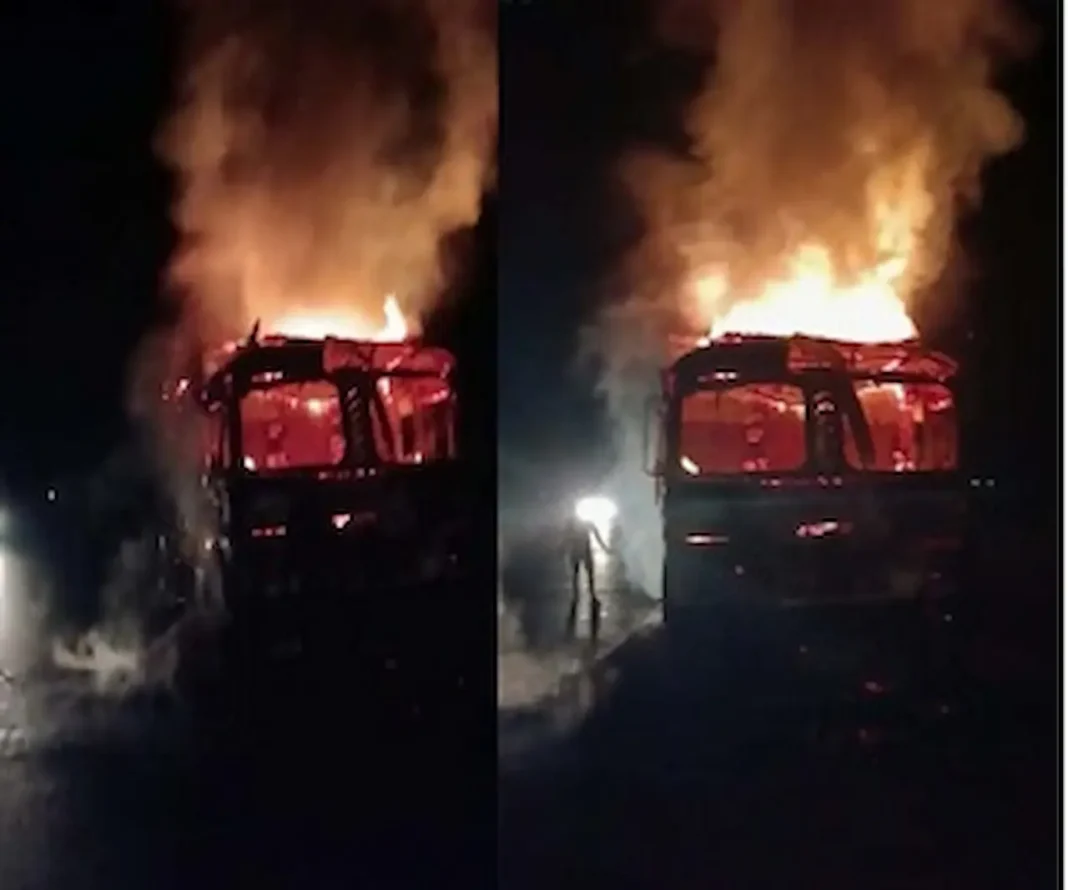 Huge fire in truck