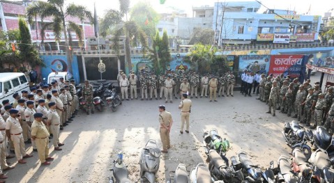 Korba Police flag march